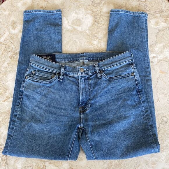 Abercrombie & Fitch Langdon Slim Fit Light Wash Denim Jeans 30” - Picture 4 of 15